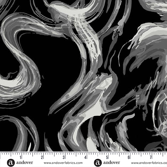 Enchantment in Raven from Phantasm by Libs Elliot for Andover Fabrics