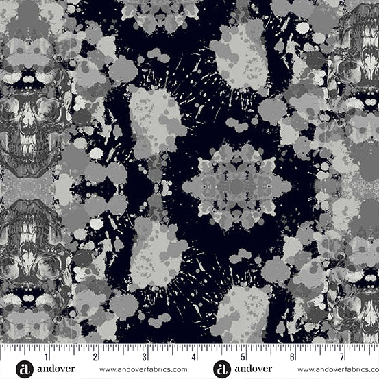 Dark Damask in Raven from Phantasm by Libs Elliot for Andover Fabrics