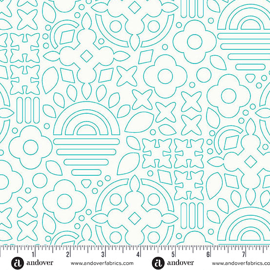 Stencil in Teal from Sun Print Whisper by Alison Glass for Andover Fabrics