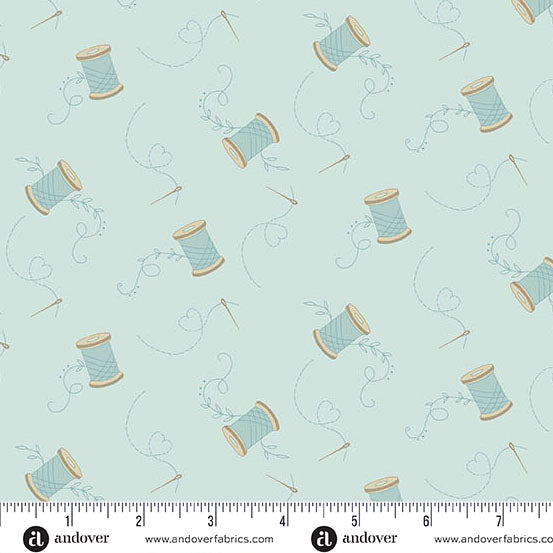 Needle and Thread in Lake from Sewing Bird by Edyta Sitar from Laundry Basket Quilts for Andover Quilts