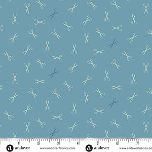 Good Scissors in Azure from Sewing Bird by Edyta Sitar from Laundry Basket Quilts for Andover Quilts