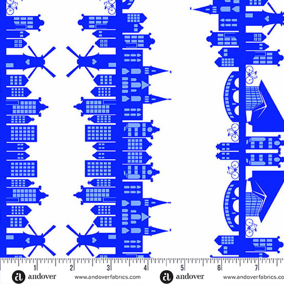 9 Streets in Delftware from Amsterdam by Libs Elliott for Andover Fabrics