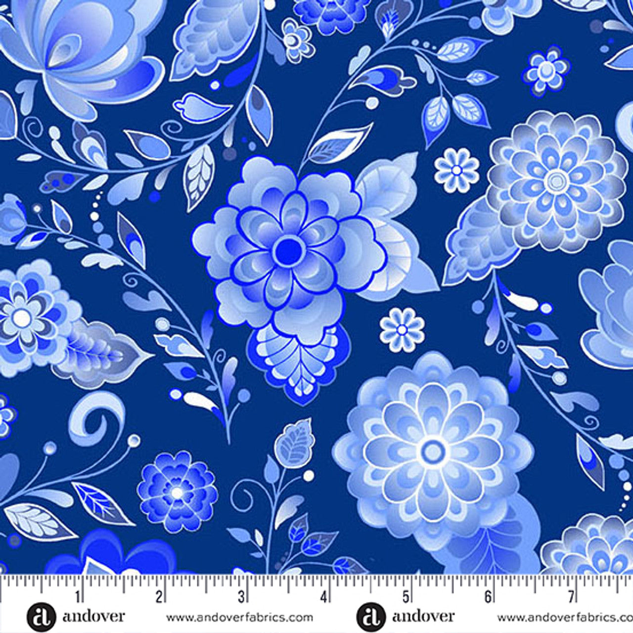 Floret in Cobalt from Amsterdam by Libs Elliott for Andover Fabrics