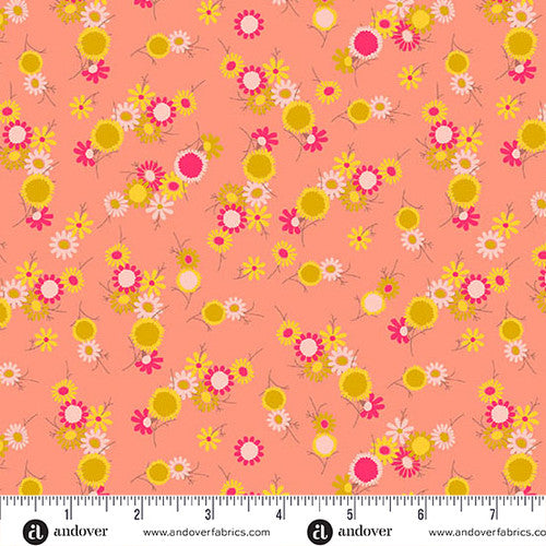 Daisy Chain in Flamingo || WIDEBACK 108" || from Jinny by Alison Glass for Andover Fabrics
