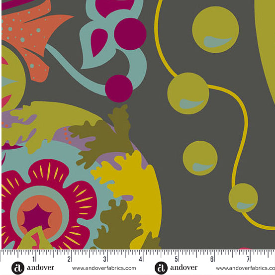 Mural in Charcoal || WIDEBACK 108" || from Redwood by Alison Glass for Andover Fabrics