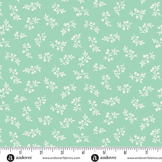 Winter Berries in Teal for Sugarberry for Andover Fabrics