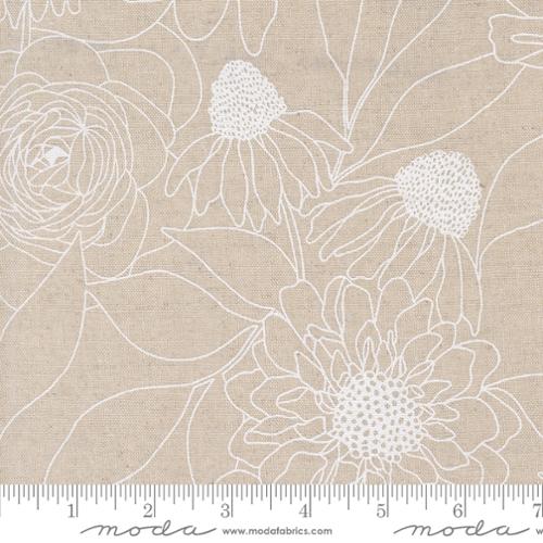 Etched Floral in Natural from Botany By Alli K Design For Moda - Linen