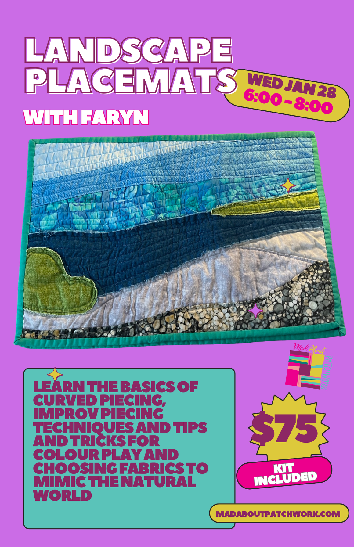 Landscape Placemats Class:  Landscape Placemats: Create Artful Scenes with Fabric