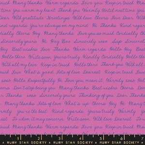 Hello Goodbye in Heliotrope - Salutations by Rashida Coleman-Hale by Ruby Star Society for Moda Fabrics