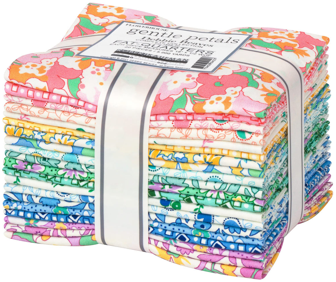 Robert Kaufman Fat Quarter Bundle - Flowerhouse Gentle Petals by Debbie Beaves for Spring Florals Quilter's Cotton Fabric 20 Fat Quarters