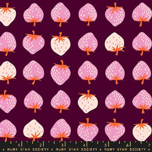Strawberries in Deep Plum for Strawberry by Kimberly Kight for the Ruby Star Society for Moda Fabrics