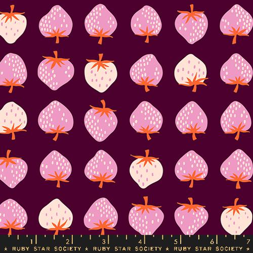 Strawberries in Deep Plum for Strawberry by Kimberly Kight for the Ruby Star Society for Moda Fabrics