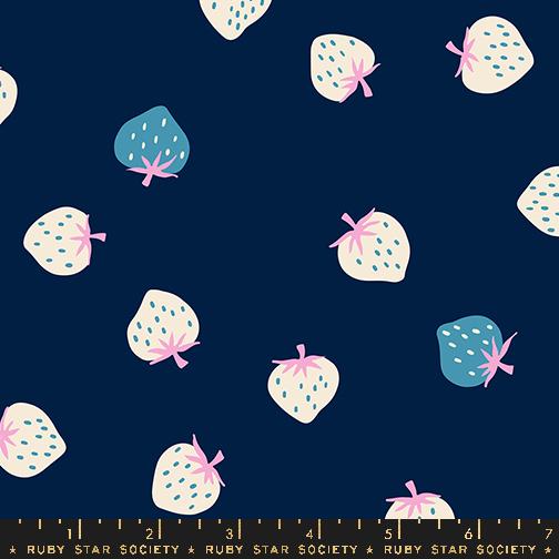 Strawberry Toss in Navy for Strawberry by Kimberly Kight for the Ruby Star Society for Moda Fabrics