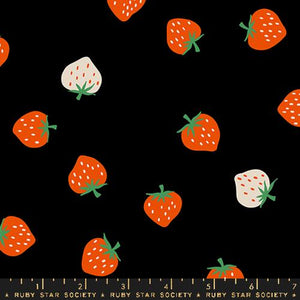 Strawberry Toss in Black for Strawberry by Kimberly Kight for the Ruby Star Society for Moda Fabrics
