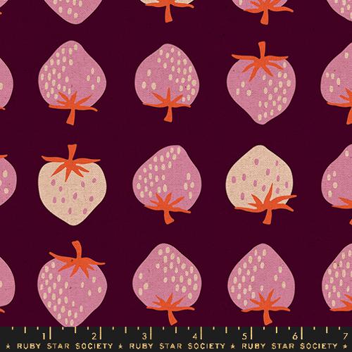 Strawberry Linen in Deep Plum for Strawberry by Kimberly Kight for the Ruby Star Society for Moda Fabrics