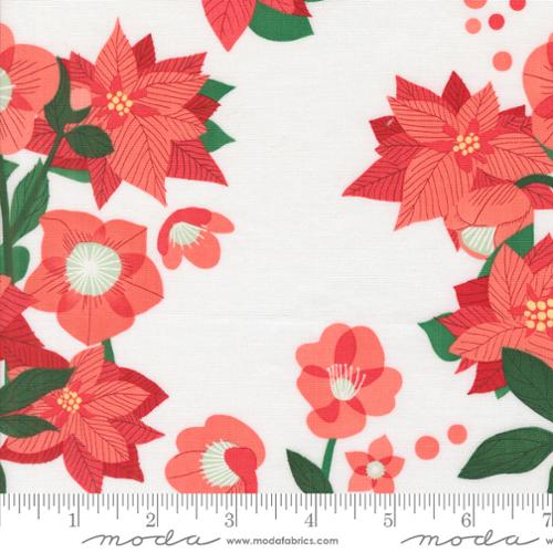 Poinsettia Florals in Snow for Tiny Christmas by Lizzy House for Moda fabrics