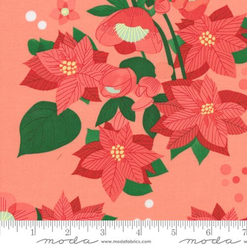 Poinsettia Florals in Carnation for Tiny Christmas by Lizzy House for Moda fabrics