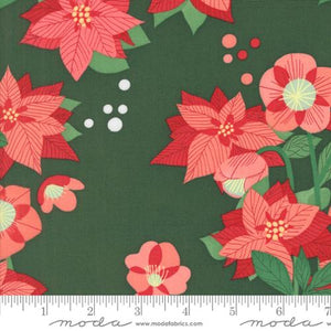Poinsettia Florals in Pine for Tiny Christmas by Lizzy House for Moda fabrics