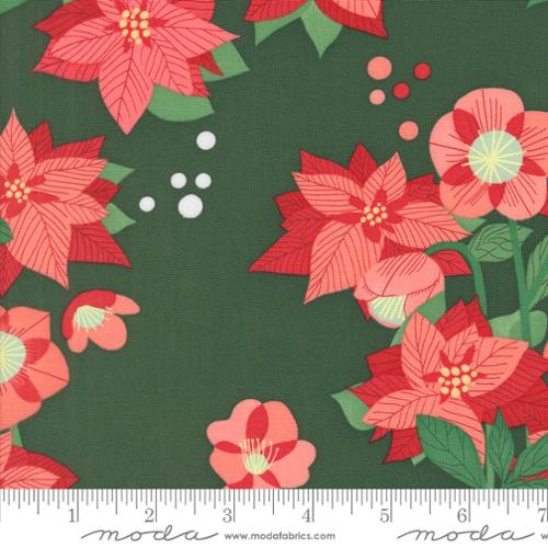 Poinsettia Florals in Pine for Tiny Christmas by Lizzy House for Moda fabrics