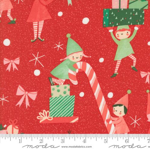 Elves in Christmas Red for Tiny Christmas by Lizzy House for Moda fabrics