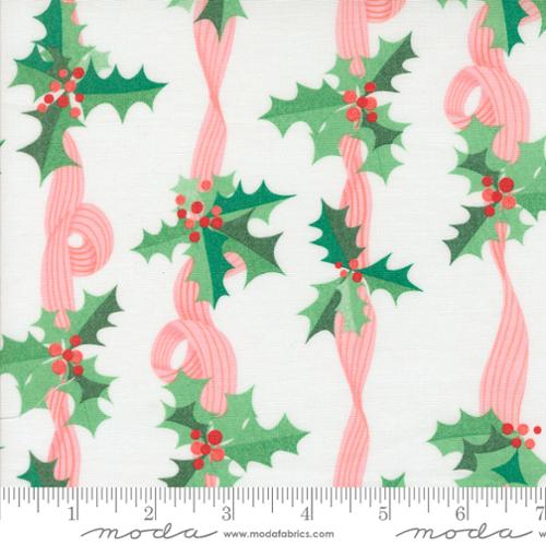 Holly Stripes in Snow for Tiny Christmas by Lizzy House for Moda fabrics
