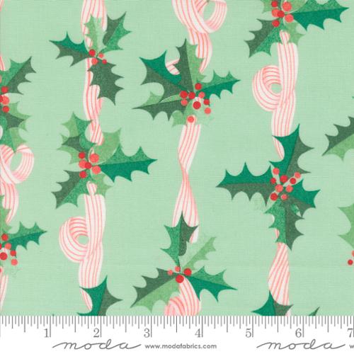 Holly Stripes in Mint for Tiny Christmas by Lizzy House for Moda fabrics