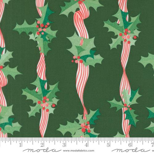 Holly Stripes in Pine for Tiny Christmas by Lizzy House for Moda fabrics