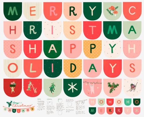 Tiny Christmas Garland Panel 36" x 44" Panel by LIzzy Hose for Tiny Christmas for Moda fabrics
