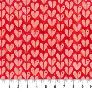 Large Hearts in Red Blush for Love Notes by Banyan Batiks