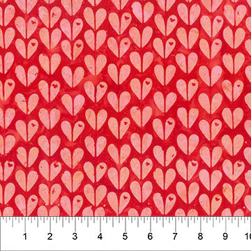 Large Hearts in Red Blush for Love Notes by Banyan Batiks