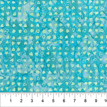Small Hearts in Warm Blue for Love Notes by Banyan Batiks