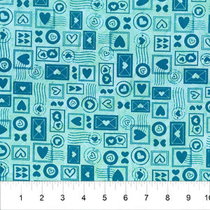 Love Notes in Warm Blue for Love Notes by Banyan Batiks