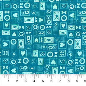 Love Notes in Teal for Love Notes by Banyan Batiks
