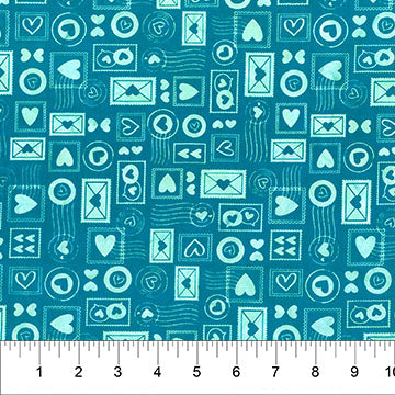 Love Notes in Teal for Love Notes by Banyan Batiks