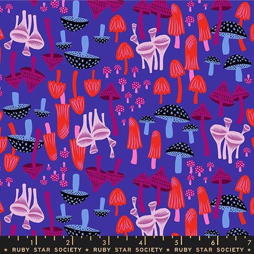 Mushroom Land in Blacklight from Hello Alice by Sarah Watts of Ruby Star Society for Moda Fabrics