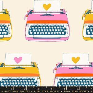 Typewriters in Natural from Best Day Ever by Melody Miller of Ruby Star Society for Moda Fabrics