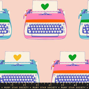 Typewriters in Vintage Pink from Best Day Ever by Melody Miller of Ruby Star Society for Moda Fabrics