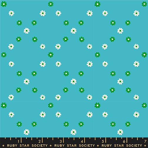 Diamond Flowers Dark Turquoise in from Best Day Ever by Melody Miller of Ruby Star Society for Moda Fabrics