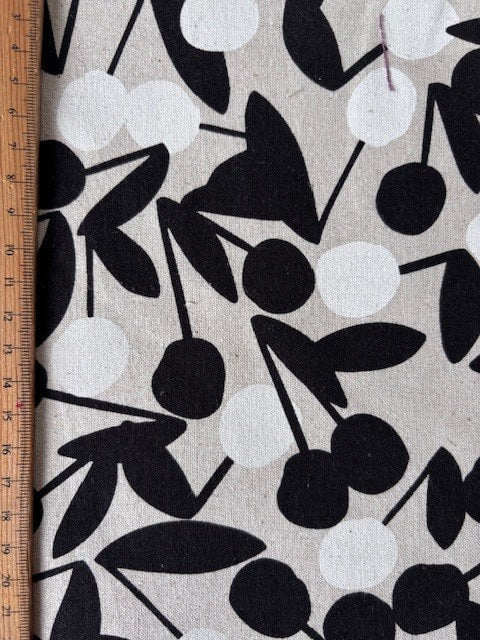 Cherries in Black from || CANVAS || Sevenberry Fabrics by Robert Kaufman Fabrics, Specialty Fabric