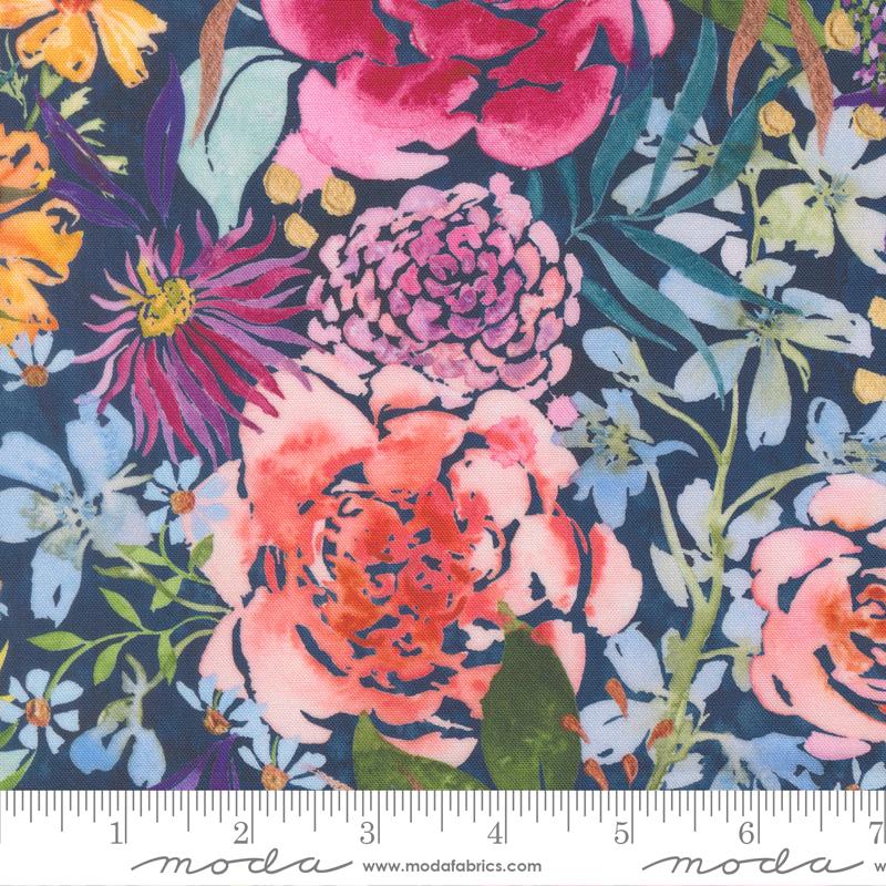 Midsummer Bloom in Navy from Soulstice by Create Joy Project for Moda Fabrics