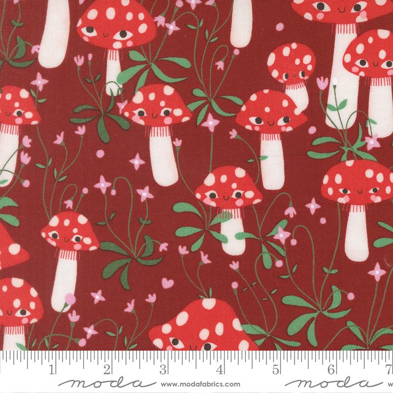 Mushrooms in Rose from Funny Valentine by Lizzy House for Moda Fabrics