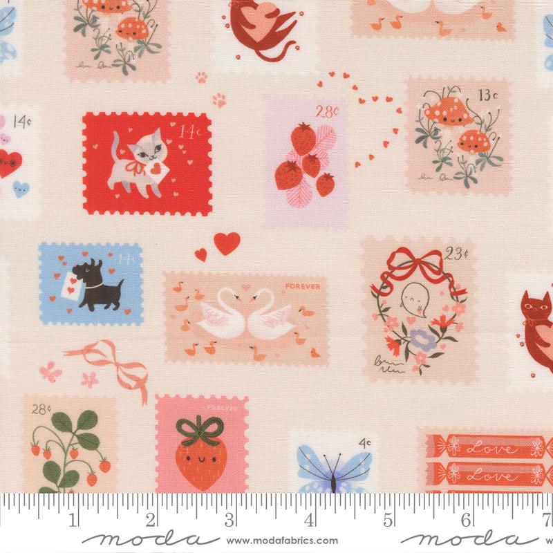 Stamps in Champagne from Funny Valentine by Lizzy House for Moda Fabrics