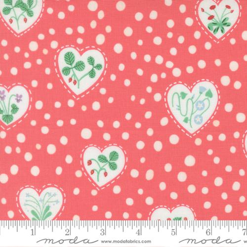 Flower Heart in Coral from Funny Valentine by Lizzy House for Moda Fabrics