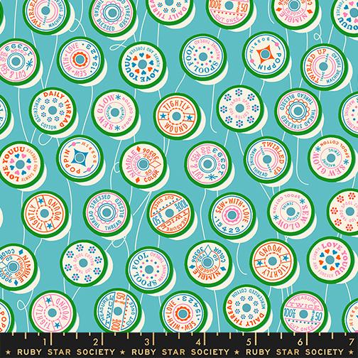 Spools in Turquoise from Trinketry by Melody Miller of Ruby Star Society for Moda Fabrics