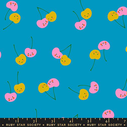 Cherries in Bright Blue from Trinketry by Melody Miller of Ruby Star Society for Moda Fabrics