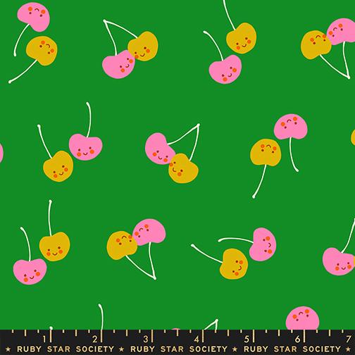 Cherries in Deep Verdant from Trinketry by Melody Miller of Ruby Star Society for Moda Fabrics