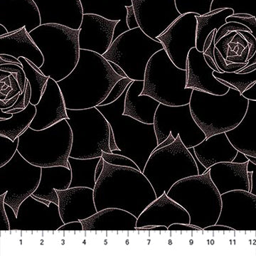 Roses in Black for the Botanist for FIGO fabrics
