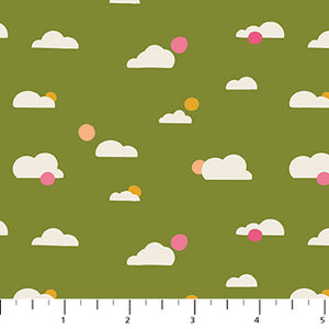 Clouds on Green Joyful June for FIGO Fabric