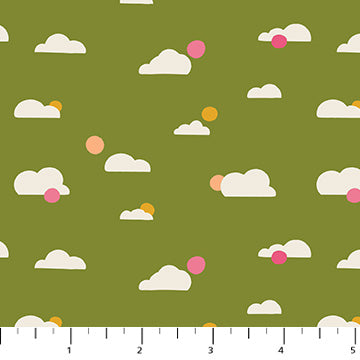 Clouds on Green Joyful June for FIGO Fabric
