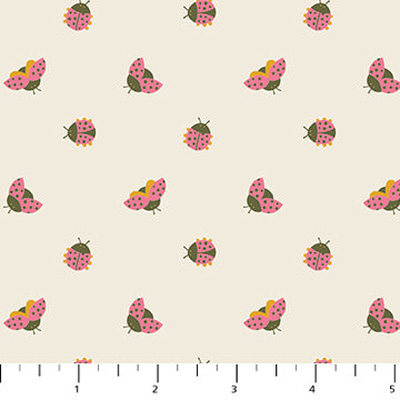 Lady Bugs on Cream for  Joyful June for FIGO Fabric